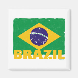 Aimant vintage de drapeau du Brésil