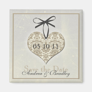 Aimant vintage de mariage de monogramme de coeur