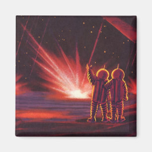 Aimant Vintage de science-fiction Alien Red Planet Explos