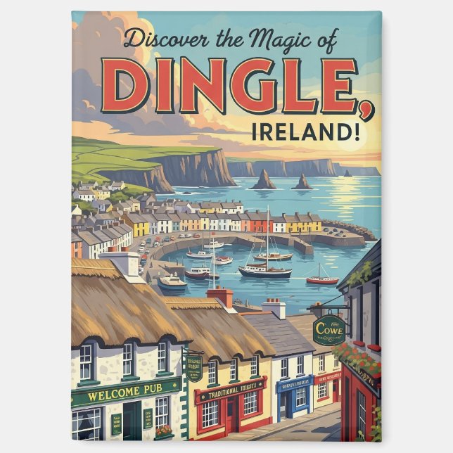 Aimant Vintage Dingle Irlande Travel (Recto)