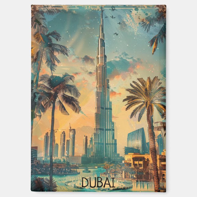 Aimant Vintage Dubaï Émirats arabes unis Burj Khalifa (Recto)