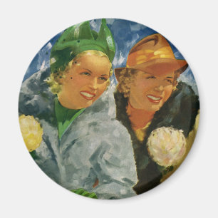 Aimant Vintage Elegant et Stylish Femmes, Meilleurs Amis!