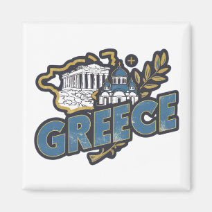 Aimant Vintage Élégant Grèce Europe Voyage Souvenir