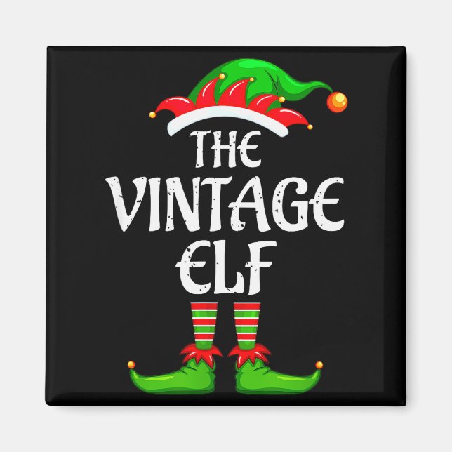 Aimant Vintage Elf Matching Family Group Christmas Party  (Devant)