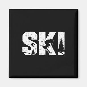 Aimant Vintage en détresse Hommes Femmes Neige Ski Alpin