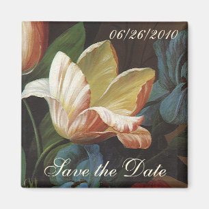 Aimant Vintage Enregistrer la date ! Fleurs de tulipes vi