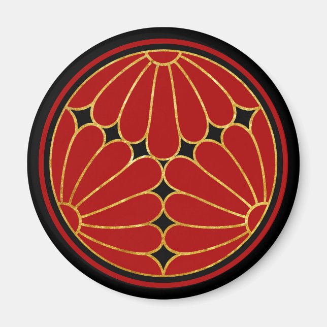 Aimant Vintage Faux Gold Kiku Chrysanthemum Mon Graphisme (Devant)