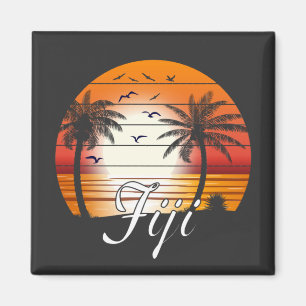 Aimant Vintage Fiji Palm Trees Summer Beach