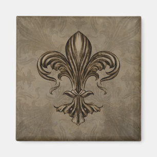 Aimant Vintage Fleur de lis Sepia
