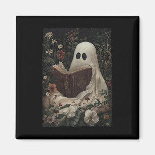 Aimant Vintage Floral Fantôme Lecture Livre Halloween Cos