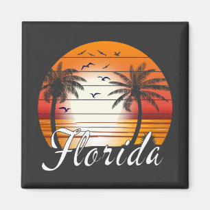 Aimant Vintage Florida USA Palm Trees Summer Beach