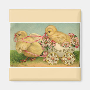 Aimant Vintage Fluffy Chicks Pâques