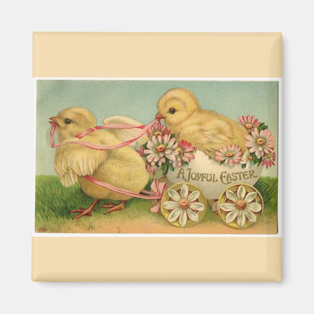 Aimant Vintage Fluffy Chicks Pâques (Devant)