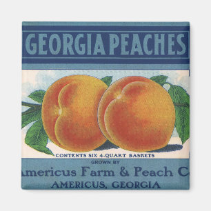 Aimant Vintage Fruit Crate Étiquette Art, Georgia Peaches