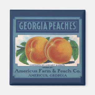 Aimant Vintage Fruit Crate Étiquette Art, Georgia Peaches
