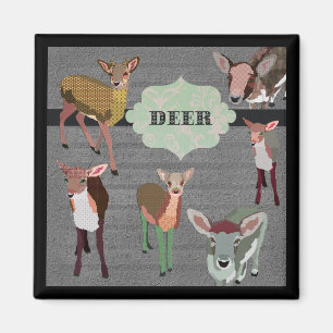 Aimant vintage gris de cerfs communs