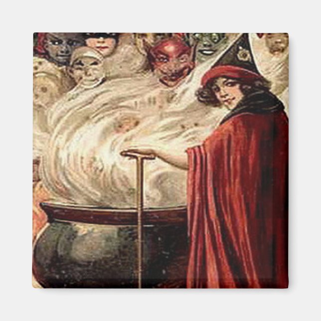 Aimant Vintage Halloween Cauldron Magie (Devant)