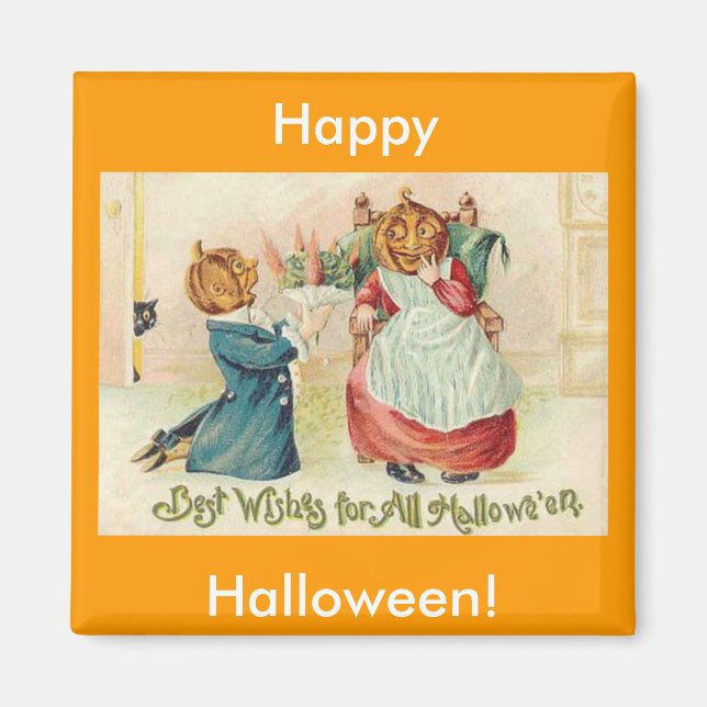 Aimant Vintage Halloween Jack oLantern Couple (Devant)