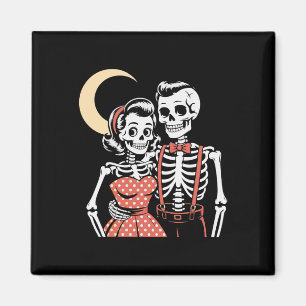 Aimant Vintage Halloween Skeleton Couple In Love 1950 St.