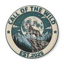 Vintage Howling Wolf Under Full Moon Wilderness