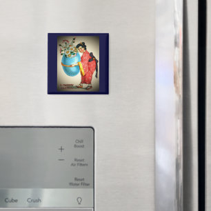 Aimant Vintage Japanese Lady, Egg Vase with Flowers, ZSSG