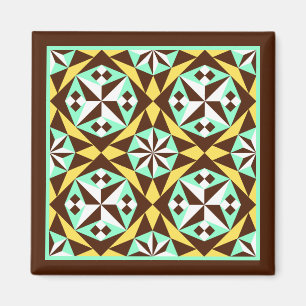 Aimant Vintage jaune Bleu Brown Barcelone Motif