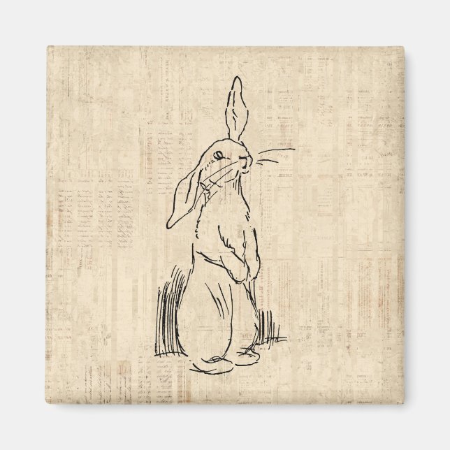 Aimant Vintage lapin lapin lapin Art Script Arrière - pla (Devant)