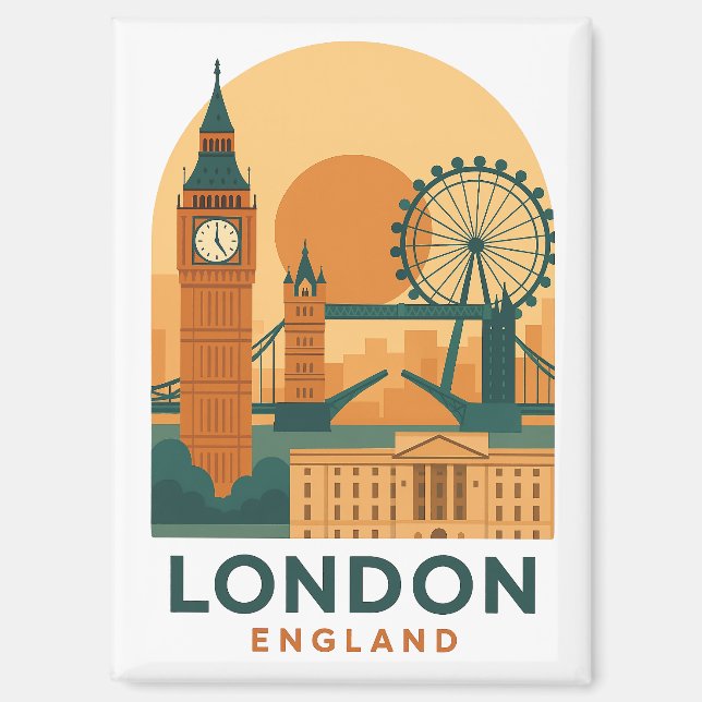 Aimant Vintage London England Travel | Retro  (Recto)