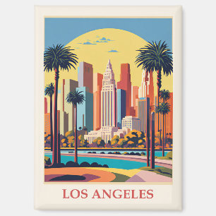 Aimant Vintage Los Angeles California City Skyline Travel