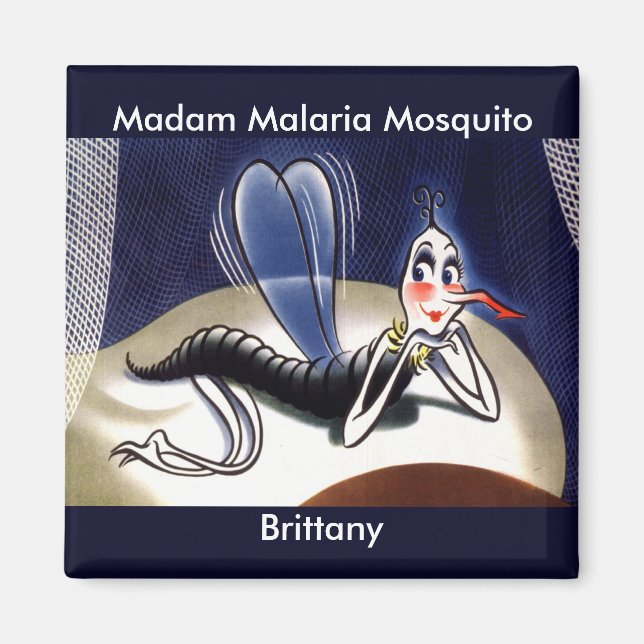 Aimant Vintage Madame Malaria Mosquito (Devant)