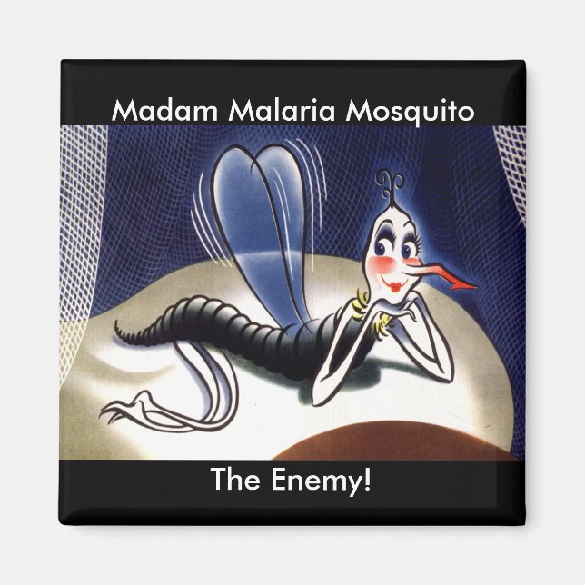 Aimant Vintage Madame Malaria Mosquito (Devant)