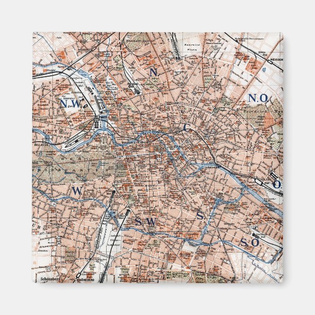 Aimant Vintage Map of Berlin Germany (Devant)