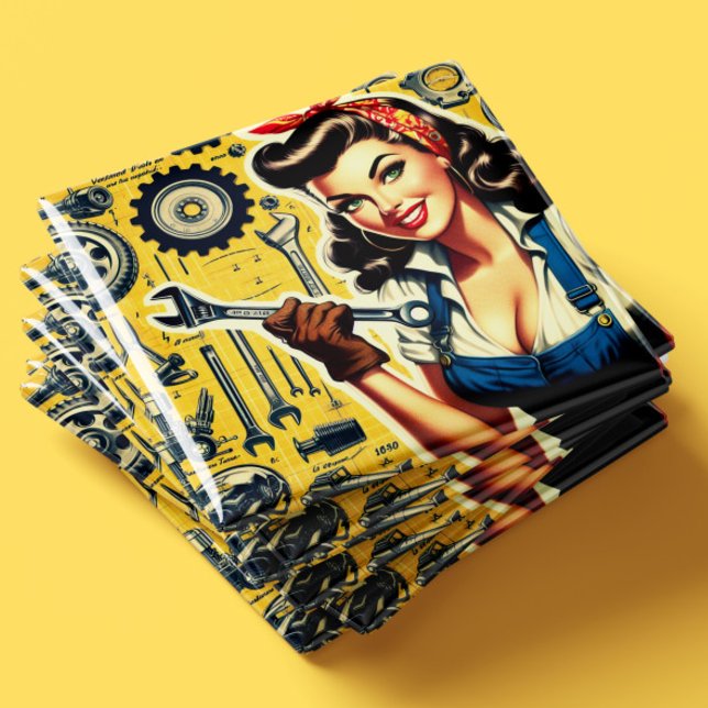 Aimant Vintage Mechanic Pin-up (Créateur téléchargé)