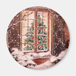 Aimant Vintage Merry Christmas House