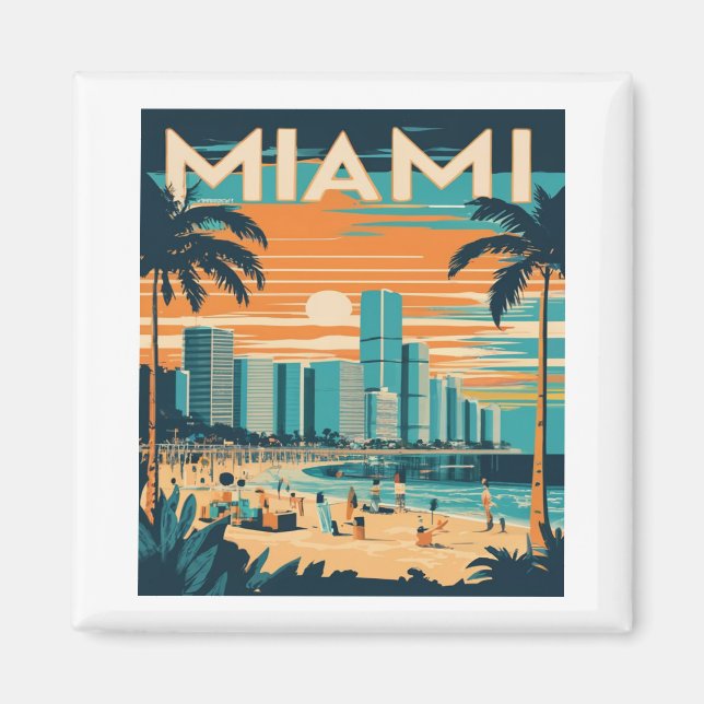 Aimant Vintage Miami Floride (Devant)