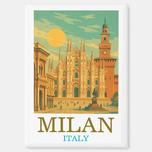 Aimant Vintage Milan Italie Voyage   Duomo rétro