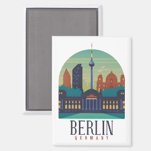 Aimant Vintage Minimal Berlin Allemagne Skyline Voyage