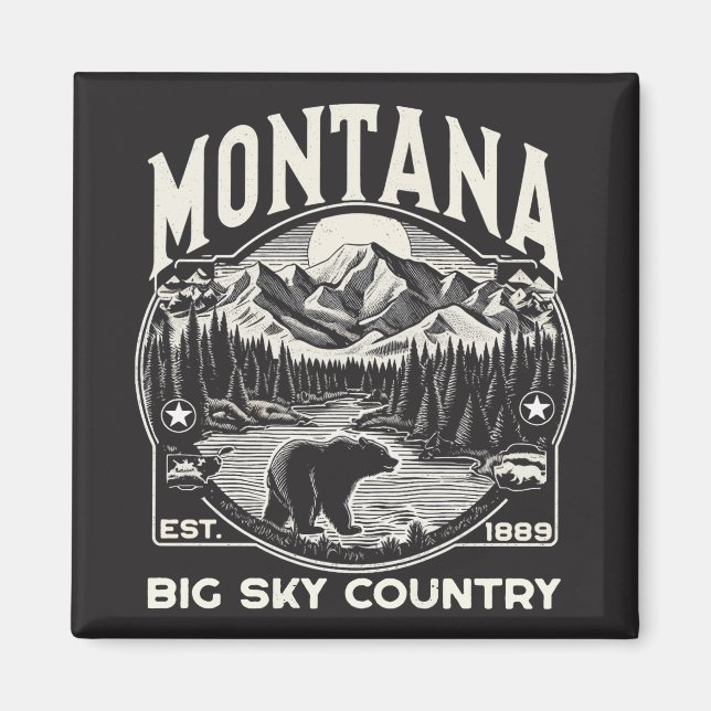 Aimant Vintage Montana Big Sky Country (Devant)