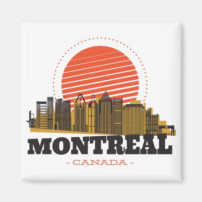 Aimant Vintage Montréal Canada Skyline (Devant)