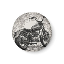 Vintage Motorcycle with Floral Frame – Retro Biker