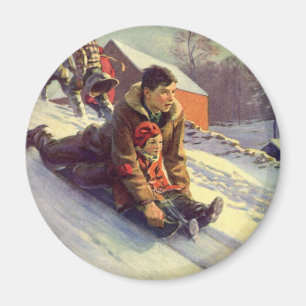 Aimant Vintage Noël, père et fille Dormage