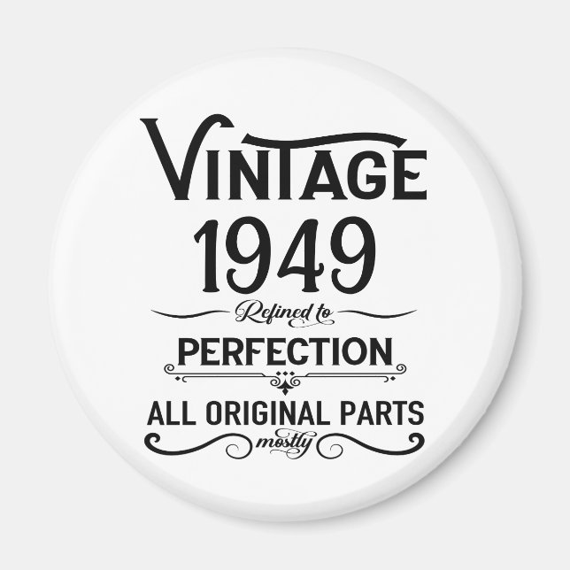 Aimant Vintage noir personnalisé 75e anniversaire (Devant)