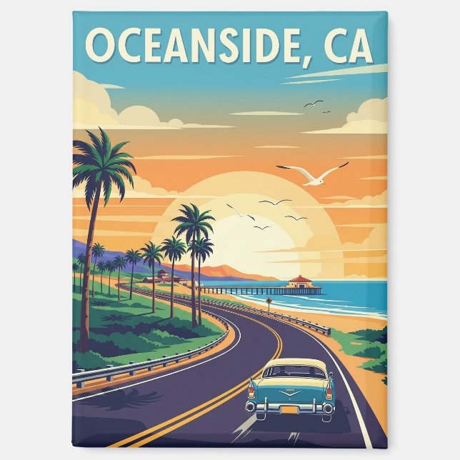Aimant Vintage Oceanside California Travel (Recto)