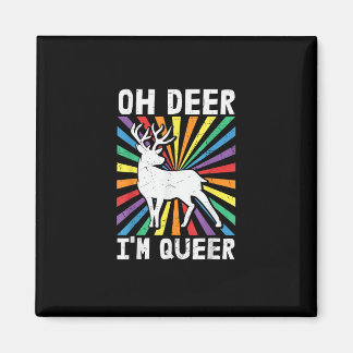 Aimant Vintage Oh Deer I'm Queer Pride LGBT Gay Lesbian  