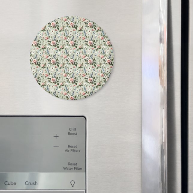 Aimant Vintage Pastel Floral Motif botanique (In situ (réfrigérateur))