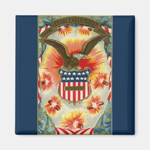 Aimant Vintage patriotique 4 juillet Aigle et drapeau amé