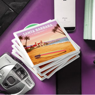 Aimant Vintage Père Noël Barbara Californie