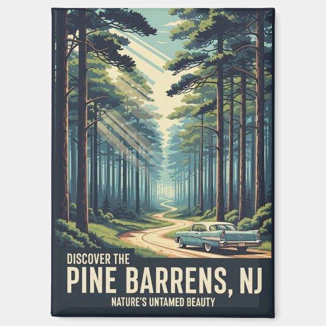 Aimant Vintage Pine Barrens New Jersey Travel (Recto)