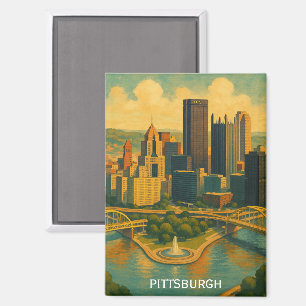 Aimant Vintage Pittsburgh Pennsylvania Skyline