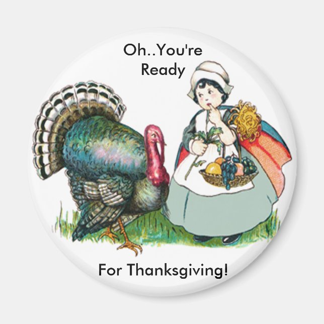 Aimant Vintage Prêt Pour Thanksgiving (Devant)